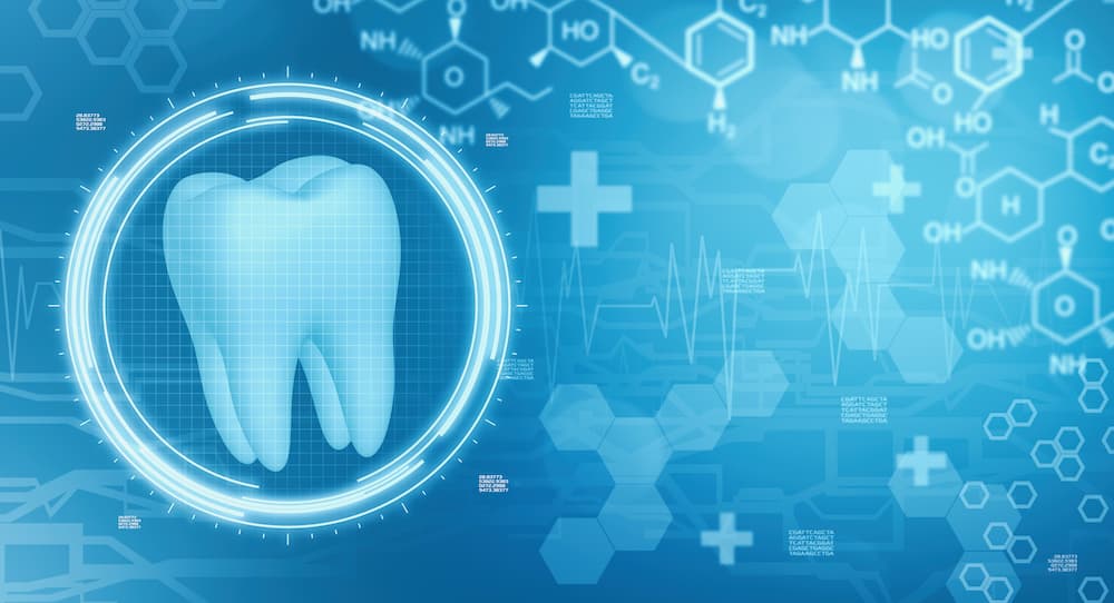Dentistry,Background,Image,With,Futuristic,Interface,And,Medical,Symbols,,Some How 3D printing is revolutionising dentistry