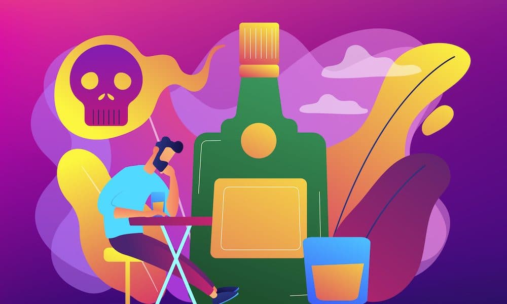 Drinking alcohol concept banner header. Remote therapy and problem drinking