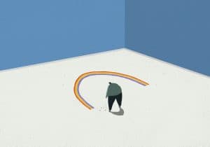 illustration of a man and rainbow