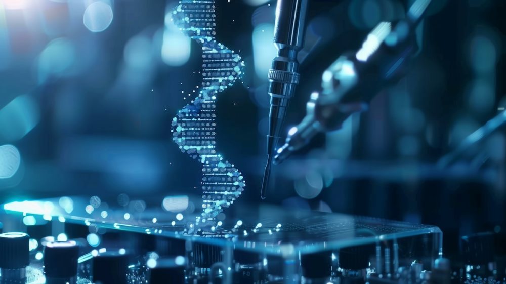Conceptual representation gene editing technology using crispr-cas9 system, gene treatment innovation crispr-cas9 New research on ALS opens up for early treatment
